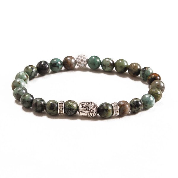 Wholesale 8mm Zinc Alloy African Loose Stone Expandable Beaded Buddha Bracelet